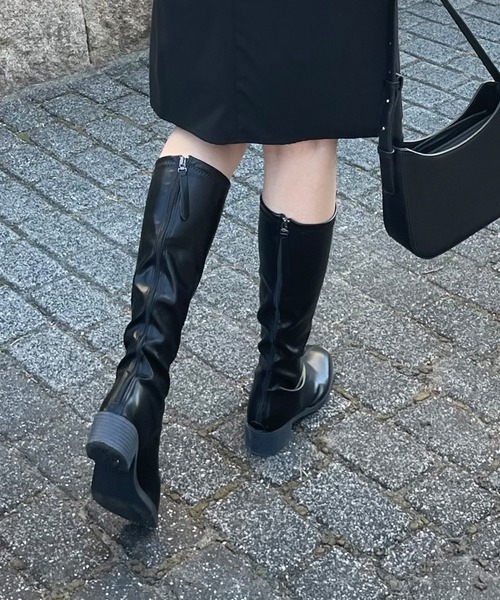 LAUIR（ラウアー）の「スクエアトゥロングブーツ（ブーツ・レディース・ブラウン/ブラック・36/38/39/37）」の5枚目の写真