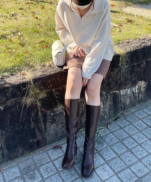 LAUIR（ラウアー）の「スクエアトゥロングブーツ（ブーツ・レディース・ブラウン/ブラック・36/38/39/37）」の8枚目の写真