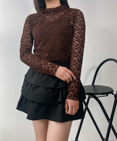 AS KNOW AS plus（アズノゥアズプラス）の「♪お花ぽこぽこ ハイネックプルオーバー（Tシャツ/カットソー・レディース・アイボリー/オフホワイト/ブラック/ブラック×ベージュ/ブルー・FREE）」の14枚目の写真