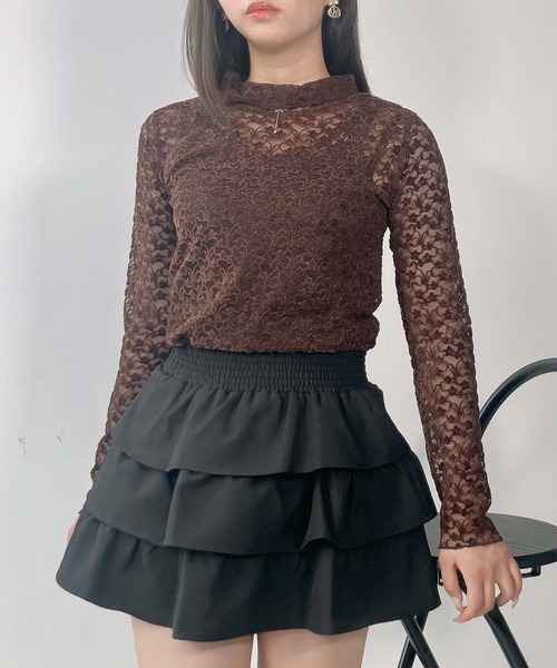 AS KNOW AS plus（アズノゥアズプラス）の「♪お花ぽこぽこ ハイネックプルオーバー（Tシャツ/カットソー・レディース・アイボリー/オフホワイト/ブラック/ブラック×ベージュ/ブルー・FREE）」の16枚目の写真