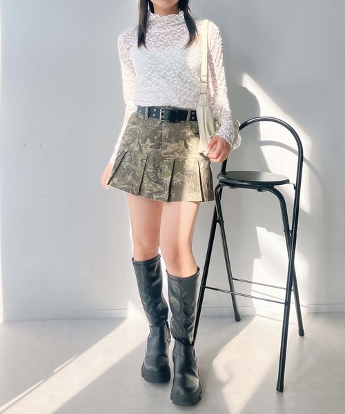 AS KNOW AS plus（アズノゥアズプラス）の「♪お花ぽこぽこ ハイネックプルオーバー（Tシャツ/カットソー・レディース・アイボリー/オフホワイト/ブラック/ブラック×ベージュ/ブルー・FREE）」の17枚目の写真