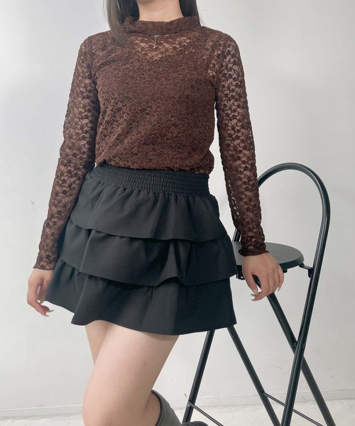 AS KNOW AS plus（アズノゥアズプラス）の「♪お花ぽこぽこ ハイネックプルオーバー（Tシャツ/カットソー・レディース・アイボリー/オフホワイト/ブラック/ブラック×ベージュ/ブルー・FREE）」の13枚目の写真