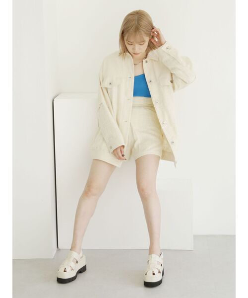 MURUA(ムルーア)の「ツイードミックスオーバージャケット【セットアップ着用可】(ブルゾン・レディース・ブラック/カーキ/ホワイト・FREE)」の21枚目の写真