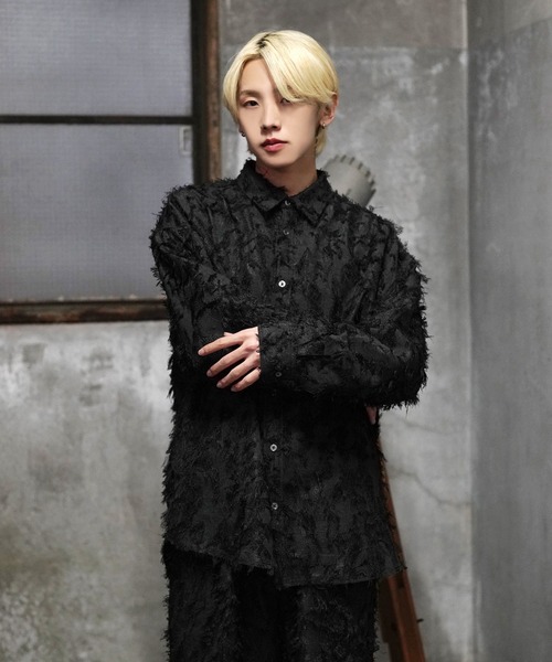G.O.C(ジーオーシー)の「フリンジ ジャガード オーバーシャツ(シャツ/ブラウス・メンズ・ブラック・MEDIUM/LARGE)」の15枚目の写真