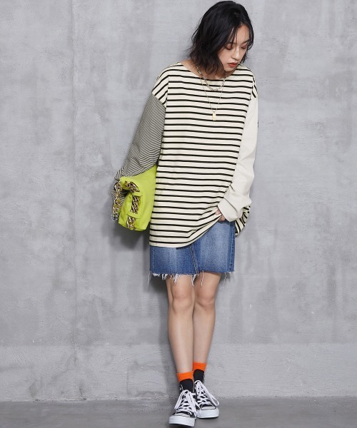 GEVS.(ジェイヴィス)の「<大きいサイズ> チョーカー付クレイジーボーダーカットソープルオーバー GEVS.(Tシャツ/カットソー・レディース・ブルー系/ホワイト系・L/LL/3L/4L/5L)」の17枚目の写真