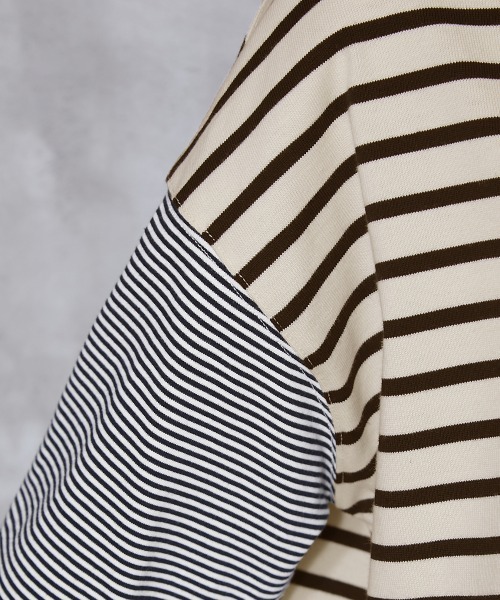 GEVS.(ジェイヴィス)の「<大きいサイズ> チョーカー付クレイジーボーダーカットソープルオーバー GEVS.(Tシャツ/カットソー・レディース・ブルー系/ホワイト系・L/LL/3L/4L/5L)」の11枚目の写真