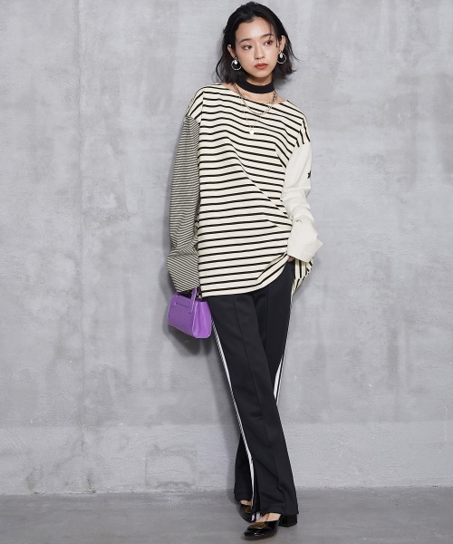 GEVS.(ジェイヴィス)の「<大きいサイズ> チョーカー付クレイジーボーダーカットソープルオーバー GEVS.(Tシャツ/カットソー・レディース・ブルー系/ホワイト系・L/LL/3L/4L/5L)」の7枚目の写真