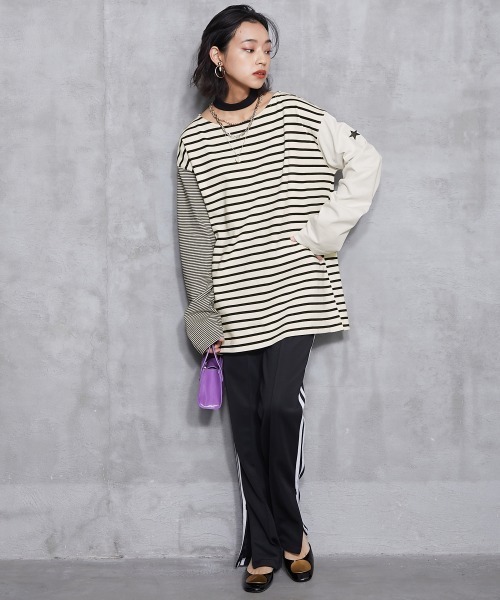 GEVS.(ジェイヴィス)の「<大きいサイズ> チョーカー付クレイジーボーダーカットソープルオーバー GEVS.(Tシャツ/カットソー・レディース・ブルー系/ホワイト系・L/LL/3L/4L/5L)」の14枚目の写真