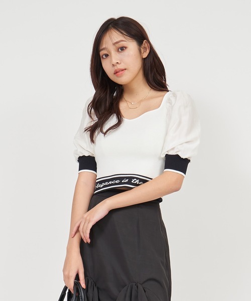 ROYAL PARTY(ロイヤルパーティー)の「メッセージロゴジャガードニットトップス(ニット/セーター・レディース・ピンク/ブラック/オフホワイト・FREE)」の14枚目の写真