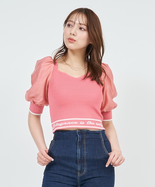 ROYAL PARTY(ロイヤルパーティー)の「メッセージロゴジャガードニットトップス(ニット/セーター・レディース・ピンク/ブラック/オフホワイト・FREE)」の16枚目の写真