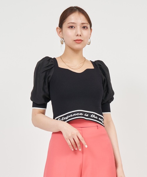 ROYAL PARTY(ロイヤルパーティー)の「メッセージロゴジャガードニットトップス(ニット/セーター・レディース・ピンク/ブラック/オフホワイト・FREE)」の18枚目の写真