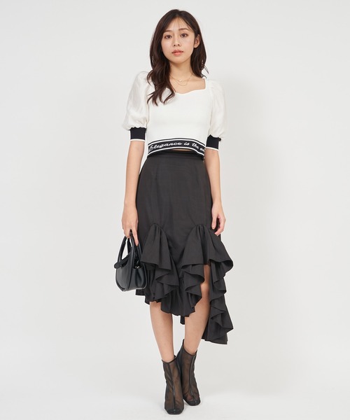 ROYAL PARTY(ロイヤルパーティー)の「メッセージロゴジャガードニットトップス(ニット/セーター・レディース・ピンク/ブラック/オフホワイト・FREE)」の15枚目の写真