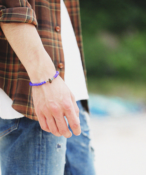 MR.OLIVE（ミスターオリーブ）の「Antique Beads Bracelet-Navy-（ブレスレット・メンズ・ネイビー・FREE）」の6枚目の写真