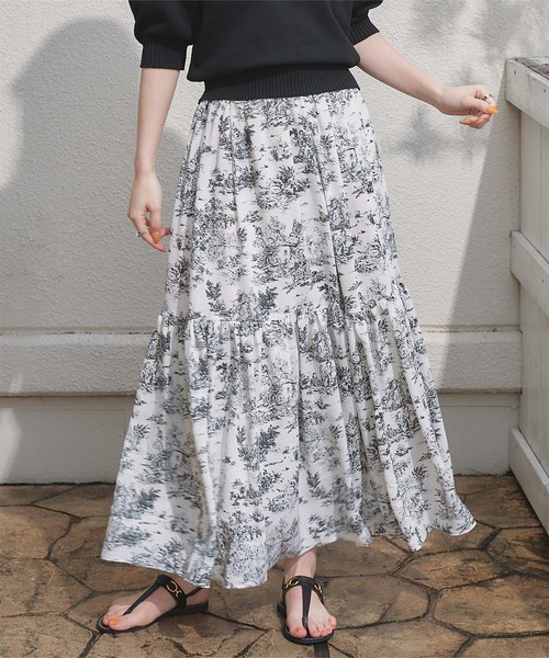 titivate（ティティベイト）の「トワルドジュイプリントスカート（スカート・レディース・ブルー/ブラック・S/M）」の2枚目の写真