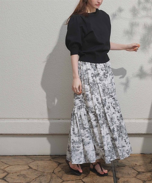 titivate（ティティベイト）の「トワルドジュイプリントスカート（スカート・レディース・ブルー/ブラック・S/M）」の3枚目の写真