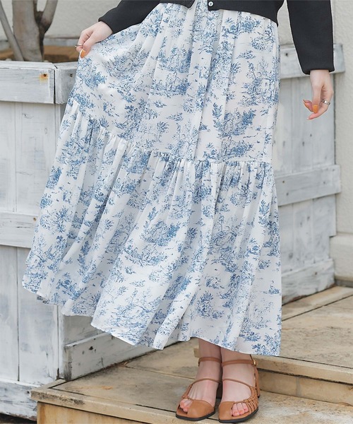 titivate（ティティベイト）の「トワルドジュイプリントスカート（スカート・レディース・ブルー/ブラック・S/M）」の6枚目の写真