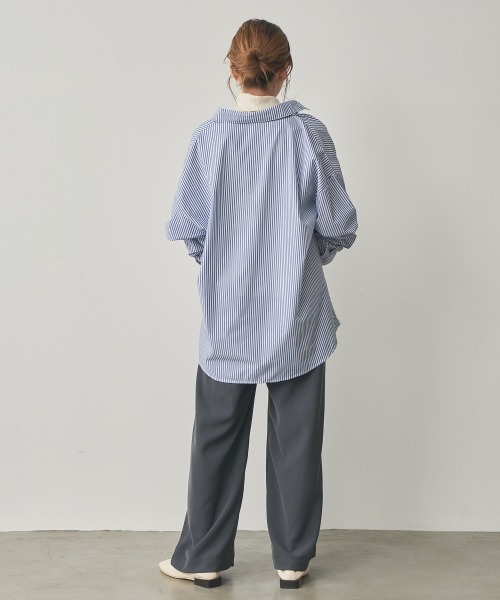nissen(ニッセン)の「ストライプオーバーシャツ(イージーケア)(シャツ/ブラウス・レディース・グリーン系/ブラック系/ブルー系・S/LL/L/M)」の12枚目の写真