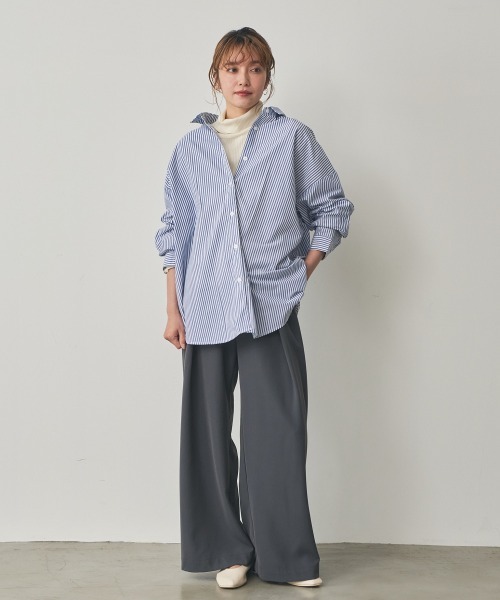 nissen(ニッセン)の「ストライプオーバーシャツ(イージーケア)(シャツ/ブラウス・レディース・グリーン系/ブラック系/ブルー系・S/LL/L/M)」の11枚目の写真