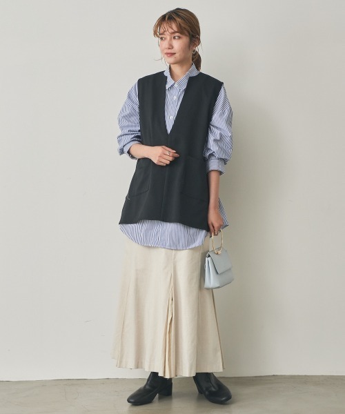 nissen(ニッセン)の「ストライプオーバーシャツ(イージーケア)(シャツ/ブラウス・レディース・グリーン系/ブラック系/ブルー系・S/LL/L/M)」の15枚目の写真