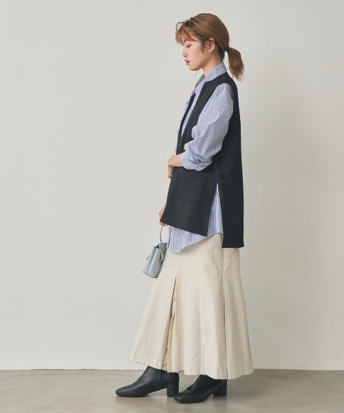 nissen(ニッセン)の「ストライプオーバーシャツ(イージーケア)(シャツ/ブラウス・レディース・グリーン系/ブラック系/ブルー系・S/LL/L/M)」の16枚目の写真