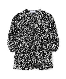 Ganni ガニー フラワープリント ブラック ペプラムブラウス 半袖 楽天市場】GANNI ガニー ブラウス Printed Crepe Peplum Blouse F7476