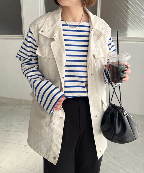 DISCOAT（ディスコート）の「【WEB限定】ナイロンフィッシャーベスト（ベスト・レディース・カーキ/アイボリー/グレイッシュベージュ・FREE）」の7枚目の写真