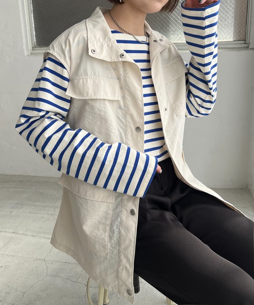 DISCOAT（ディスコート）の「【WEB限定】ナイロンフィッシャーベスト（ベスト・レディース・カーキ/アイボリー/グレイッシュベージュ・FREE）」の10枚目の写真