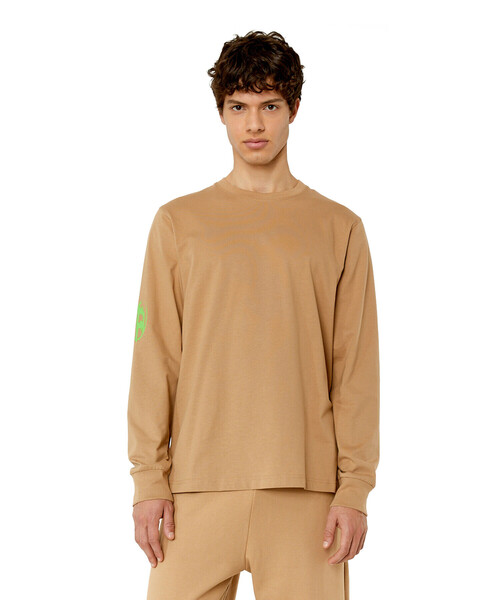 DIESEL] T-RESPEC-LS レディース Vネック 長袖Tシャツ ベージュ