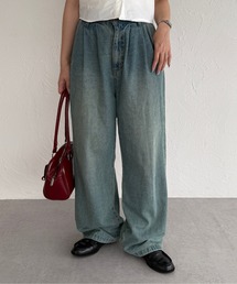 kutir | 【新色ブラック系その他/ブルー系その他 追加】【XS~Lサイズあり】タックワイドデニムパンツ(デニムパンツ)