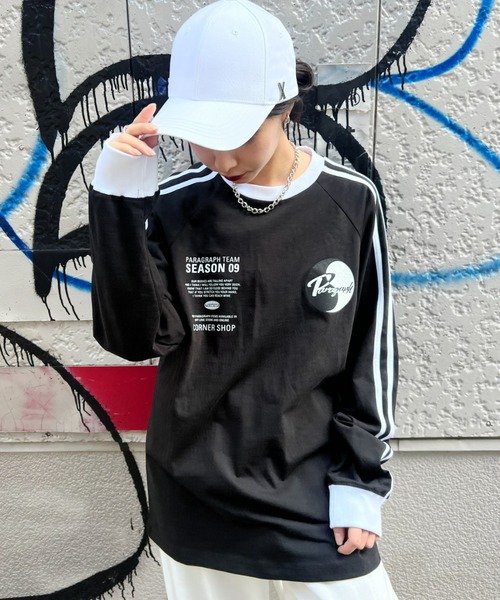 Paragraph(パラグラフ)の「Paragraph(パラグラフ)/Yin-Yang Long Sleeve T-shirt/ライン ロゴ オーバーサイズ コットン ロンT 長袖Tシャツ(Tシャツ/カットソー・レディース・ホワイト/ブラック/ブルー・FREE)」の7枚目の写真