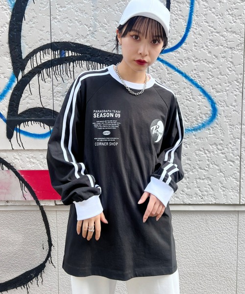 Paragraph(パラグラフ)の「Paragraph(パラグラフ)/Yin-Yang Long Sleeve T-shirt/ライン ロゴ オーバーサイズ コットン ロンT 長袖Tシャツ(Tシャツ/カットソー・レディース・ホワイト/ブラック/ブルー・FREE)」の5枚目の写真