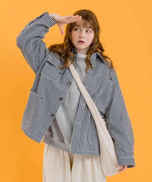 MUHET(ミュエータ)の「【セットアップ可能】ヒッコリーカバーオール(カバーオール・レディース・ネイビー・MEDIUM/X-LARGE)」の18枚目の写真