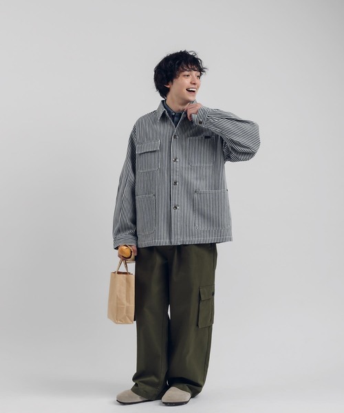 MUHET(ミュエータ)の「【セットアップ可能】ヒッコリーカバーオール(カバーオール・レディース・ネイビー・MEDIUM/X-LARGE)」の7枚目の写真