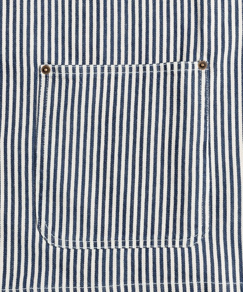 MUHET(ミュエータ)の「【セットアップ可能】ヒッコリーカバーオール(カバーオール・レディース・ネイビー・MEDIUM/X-LARGE)」の13枚目の写真
