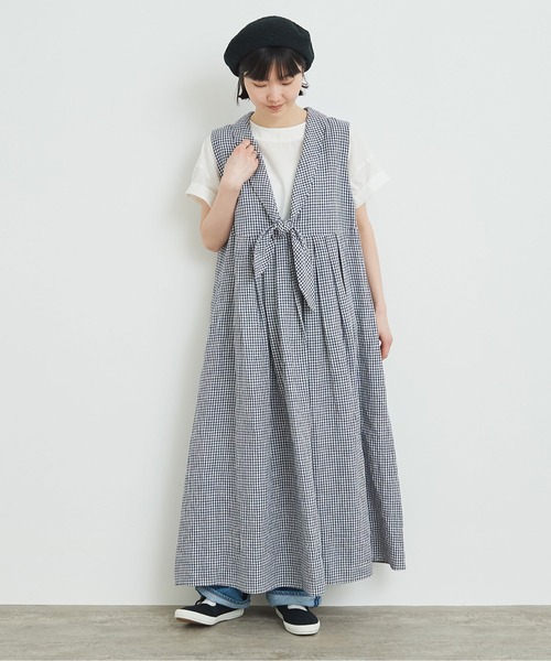 l'atelier du savon(アトリエドサボン)の「たくさんタックのセーラーワンピース(ワンピース・レディース・ブルー/ホワイト/ブラック・FREE)」の10枚目の写真