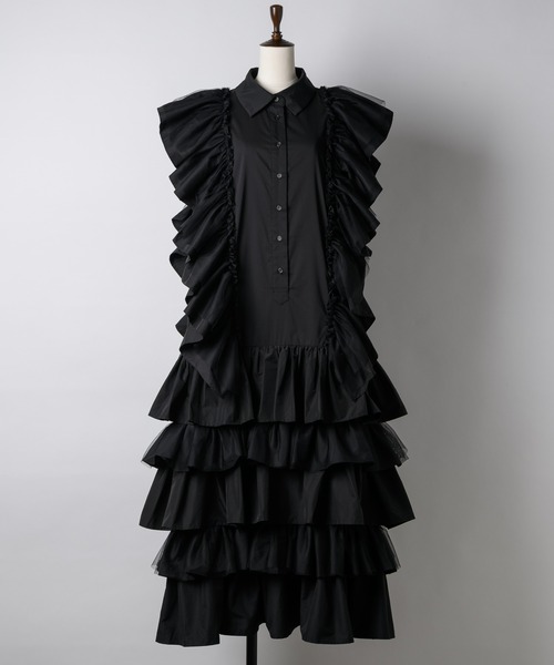 LA BELLE ETUDE(ラベルエチュード)の「裾ボリュームティアードデザインシャツワンピース(ワンピース・レディース・ブラック/ブルー・FREE)」の16枚目の写真