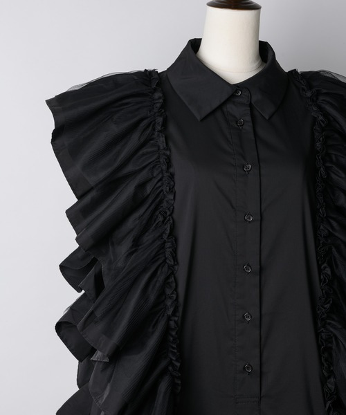 LA BELLE ETUDE(ラベルエチュード)の「裾ボリュームティアードデザインシャツワンピース(ワンピース・レディース・ブラック/ブルー・FREE)」の20枚目の写真