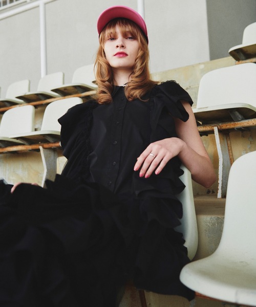 LA BELLE ETUDE(ラベルエチュード)の「裾ボリュームティアードデザインシャツワンピース(ワンピース・レディース・ブラック/ブルー・FREE)」の6枚目の写真