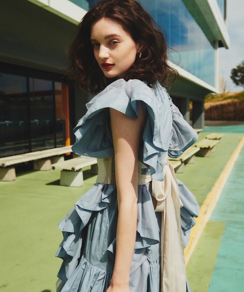 LA BELLE ETUDE(ラベルエチュード)の「裾ボリュームティアードデザインシャツワンピース(ワンピース・レディース・ブラック/ブルー・FREE)」の8枚目の写真