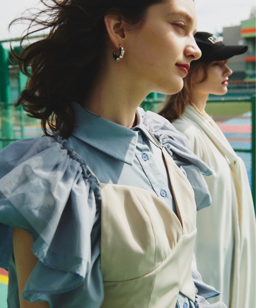 LA BELLE ETUDE(ラベルエチュード)の「裾ボリュームティアードデザインシャツワンピース(ワンピース・レディース・ブラック/ブルー・FREE)」の14枚目の写真