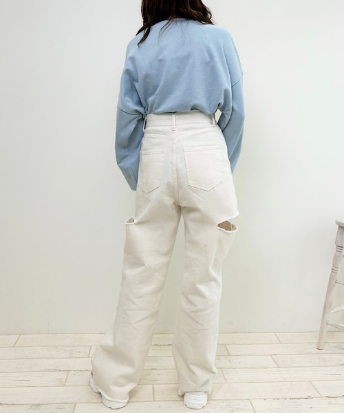 INGNI(イング)の「刺しゅうロゴプルオーバー(スウェット・レディース・ホワイト×ブルー/ホワイト×ピンク/サックスブルー・M)」の15枚目の写真