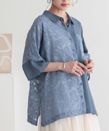 n'OrLABEL | 『花柄シアーカットジャカードシャツ』(シャツ/ブラウス)