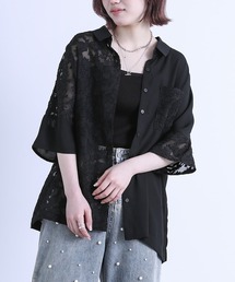 n'OrLABEL | 『花柄シアーカットジャカードシャツ』(シャツ/ブラウス)
