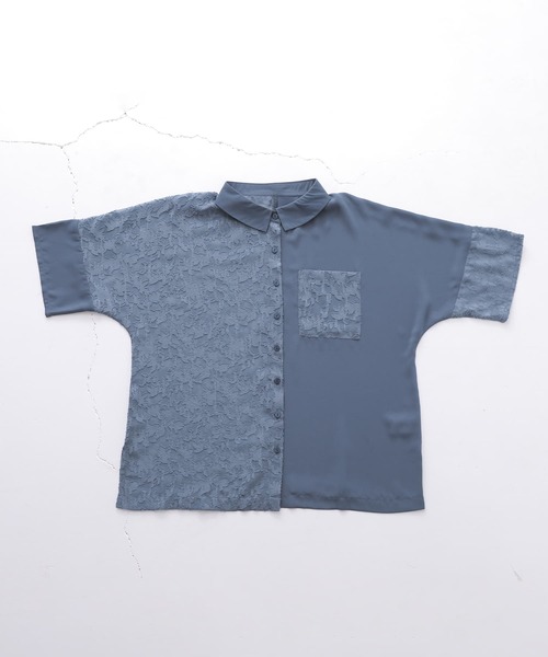 n'OrLABEL(ノアールレーベル)の「『花柄シアーカットジャカードシャツ』(シャツ/ブラウス・レディース・ブラック/オフホワイト/グレイッシュブルー・FREE)」の18枚目の写真