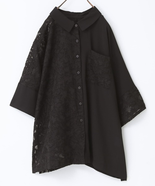 n'OrLABEL(ノアールレーベル)の「『花柄シアーカットジャカードシャツ』(シャツ/ブラウス・レディース・ブラック/オフホワイト/グレイッシュブルー・FREE)」の19枚目の写真