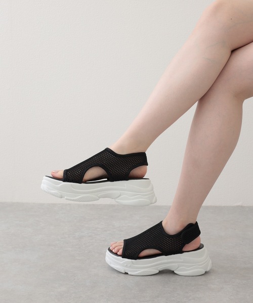 CLERGERIE　プラットフォームサンダル　厚底　メッシュ　フランス製　23 CLERGERIE プラットフォームサンダル 厚底 メッシュ フランス製 23