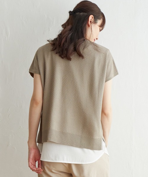 ikka（イッカ）の「【2点セット】半袖ドルマンニットアンサンブル（アンサンブル・レディース・エメラルド/ブラック/ベージュ・S/M/L）」の20枚目の写真