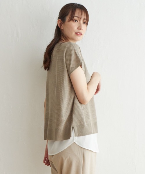 ikka（イッカ）の「【2点セット】半袖ドルマンニットアンサンブル（アンサンブル・レディース・エメラルド/ブラック/ベージュ・S/M/L）」の21枚目の写真