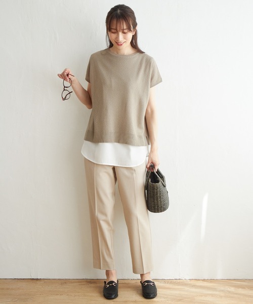 ikka（イッカ）の「【2点セット】半袖ドルマンニットアンサンブル（アンサンブル・レディース・エメラルド/ブラック/ベージュ・S/M/L）」の13枚目の写真