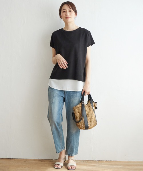 ikka（イッカ）の「【2点セット】半袖ドルマンニットアンサンブル（アンサンブル・レディース・エメラルド/ブラック/ベージュ・S/M/L）」の15枚目の写真